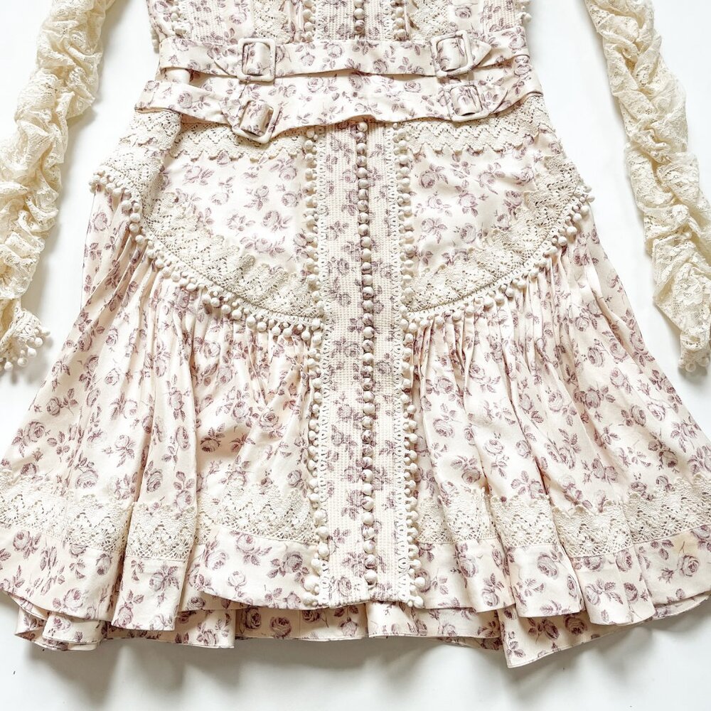 Zimmermann Sabotage Shirt Dress Floral Silk Mini Dress Size AU 1 US 6 NEW - Picture 5 of 14